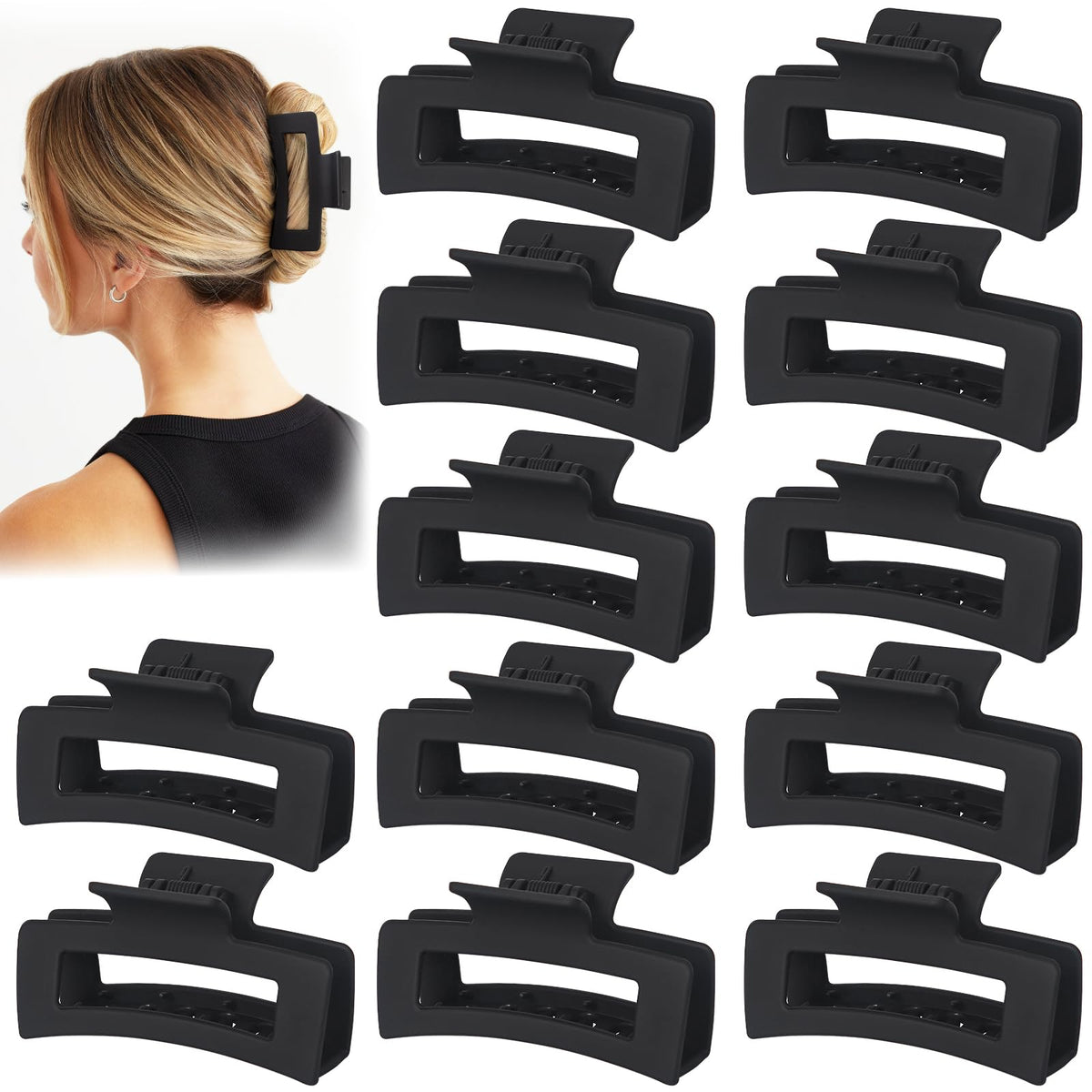 Vigorpace 12 pack black hair clips offer secure all day hold.