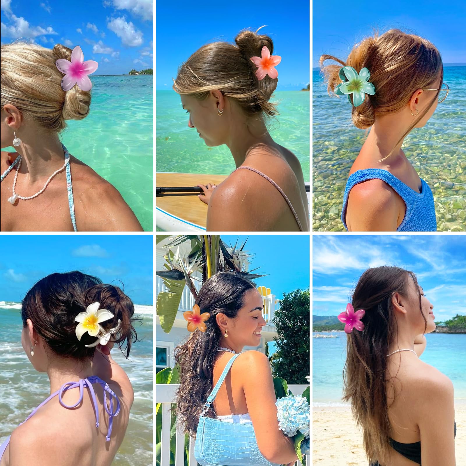 Vigorpace 6-pack flower clips, bright colors, versatile for daily outfits.