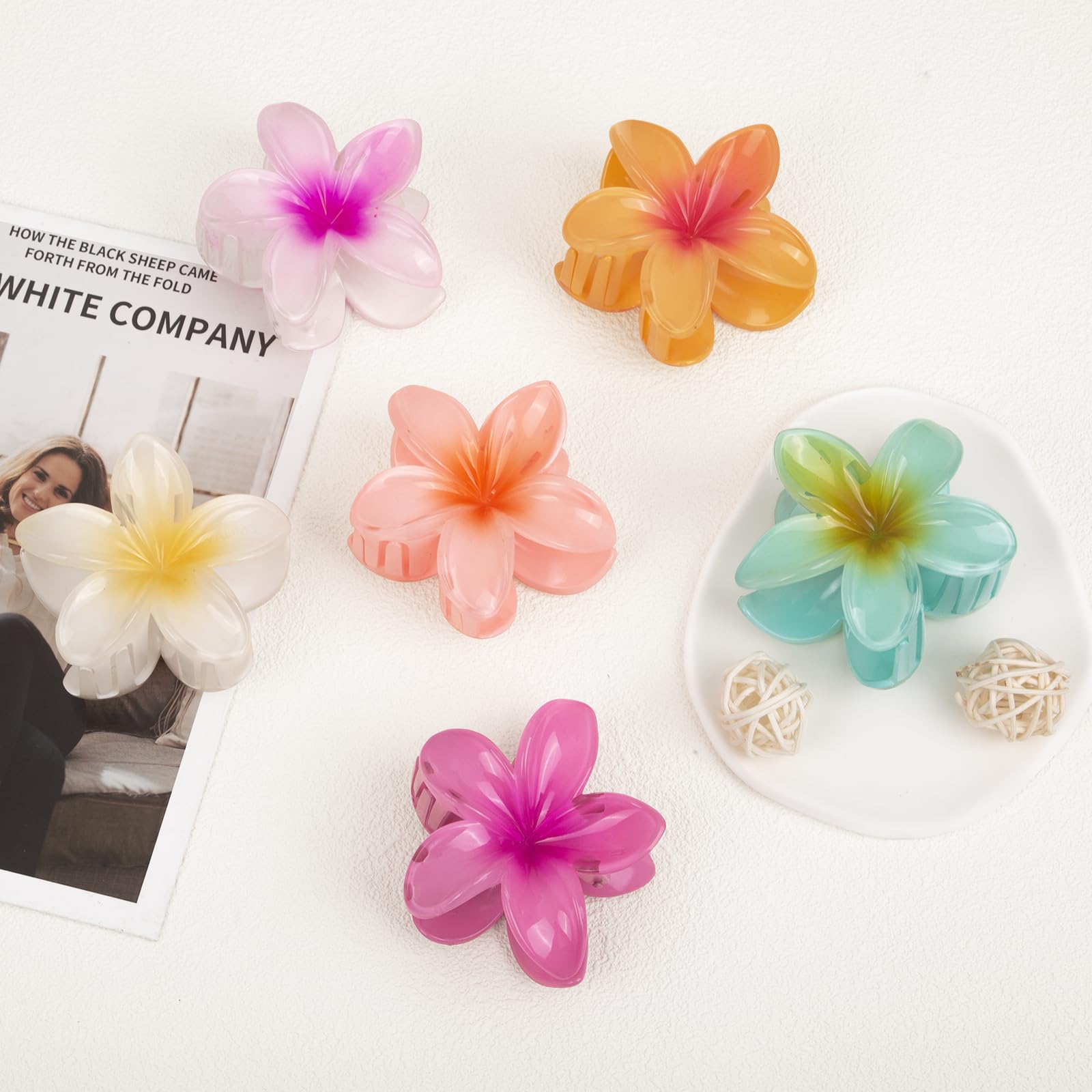 Vigorpace flower clip, 3.1-inch size, suitable for long or fine hair.
