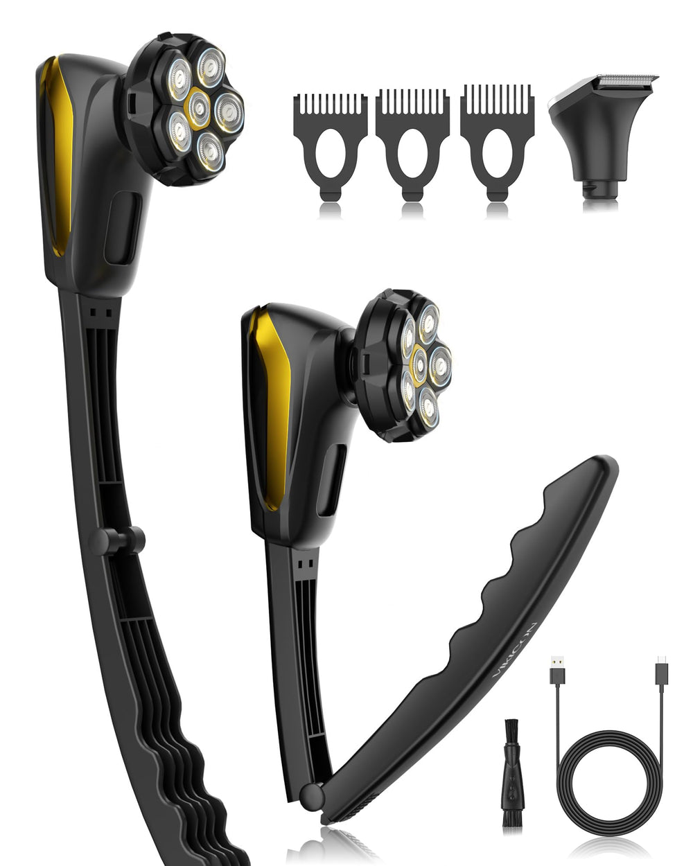 VIKICON Groomer back shaver with foldable handle for easy reach and smooth back shaving.