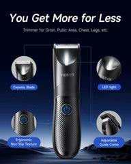 VIKICON Manscape Trimmer ceramic blade close-up for smooth trimming without pulling.