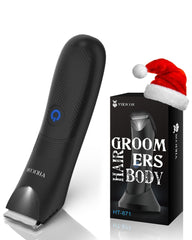 VIKICON Manscape Trimmer LED light close-up for precise grooming in dim light.