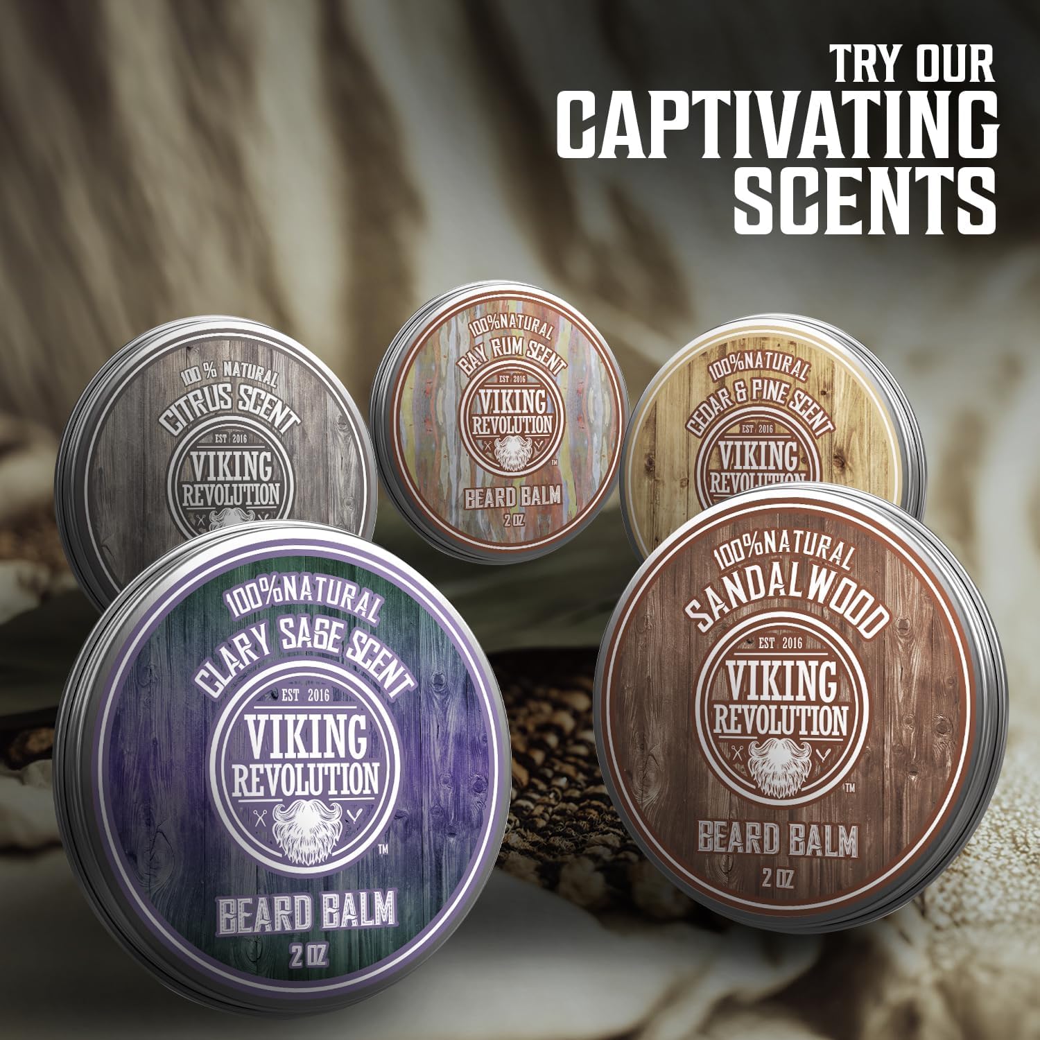 Viking Revolution 2oz tin packaging demonstrates travel-friendly beard care.