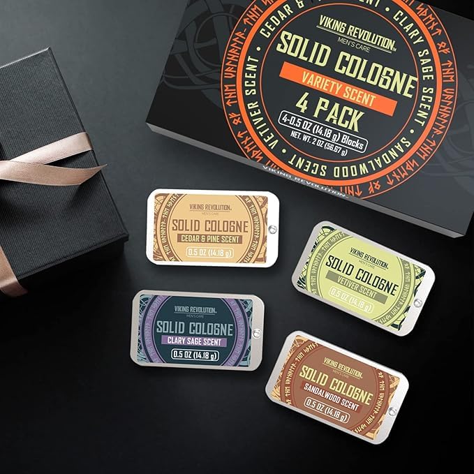 Viking Revolution 4-pack solid colognes Gift set, versatile travel companions for stylish men.