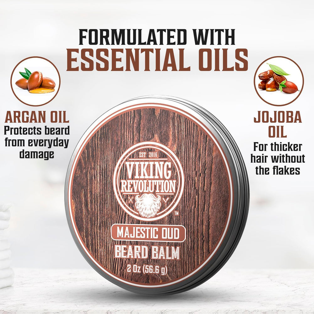 Viking Revolution argan and jojoba oil blend nourishes and conditions beard.