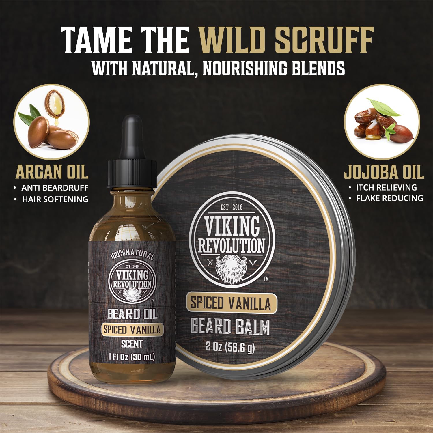 Argan and jojoba oils bottle highlighted as nourishing beard care ingredients