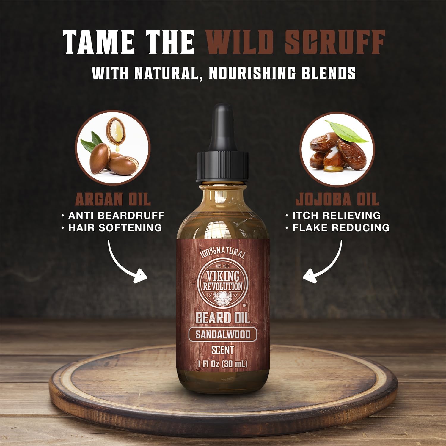 Argan and jojoba oils within Viking Revolution formula boost conditioning.