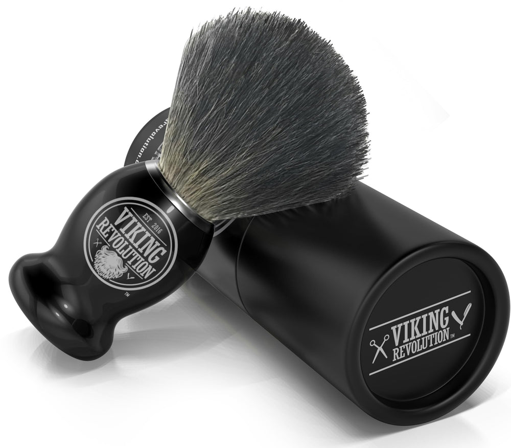 Viking Revolution handle detail shows firm grip for precise shaving