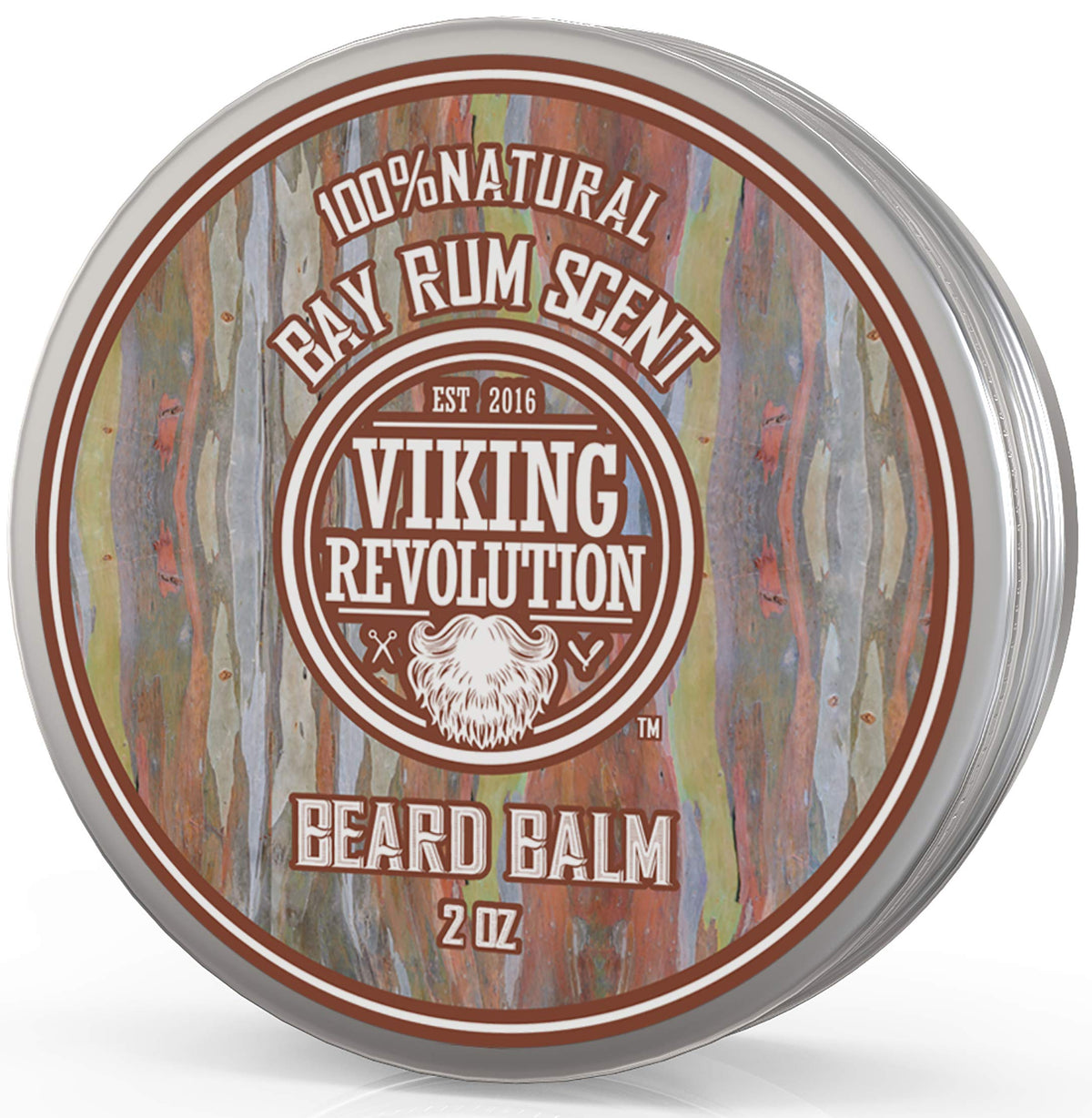 Viking Revolution Bay Rum Beard Balm jar for easy styling and conditioning.