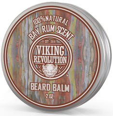Viking Revolution Bay Rum Beard Balm jar for easy styling and conditioning.