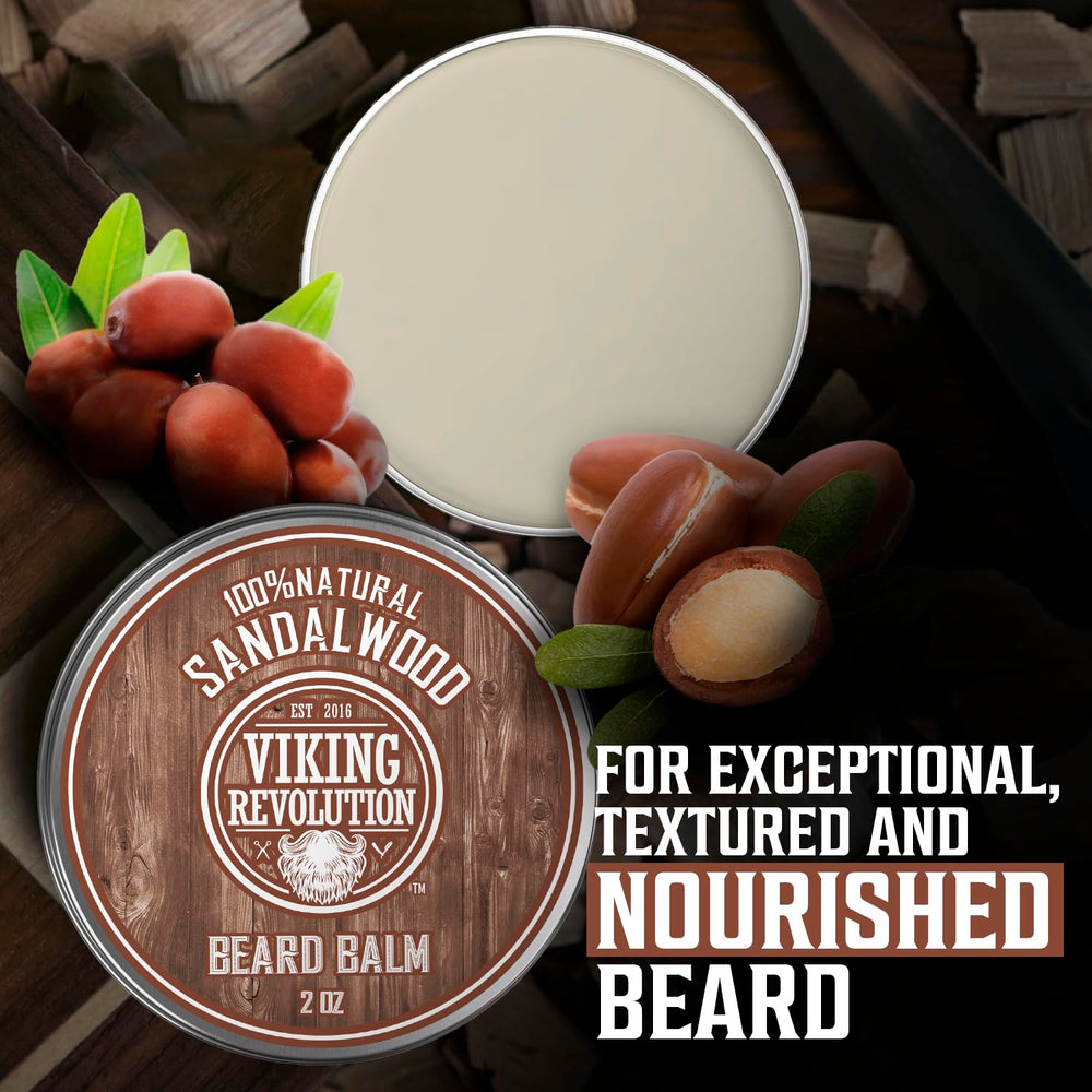 Viking Revolution beard balm application shows quick conditioning