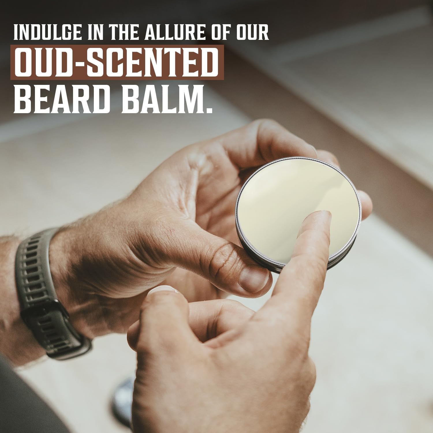 Viking Revolution beard balm being applied to soften and tame facial hair.