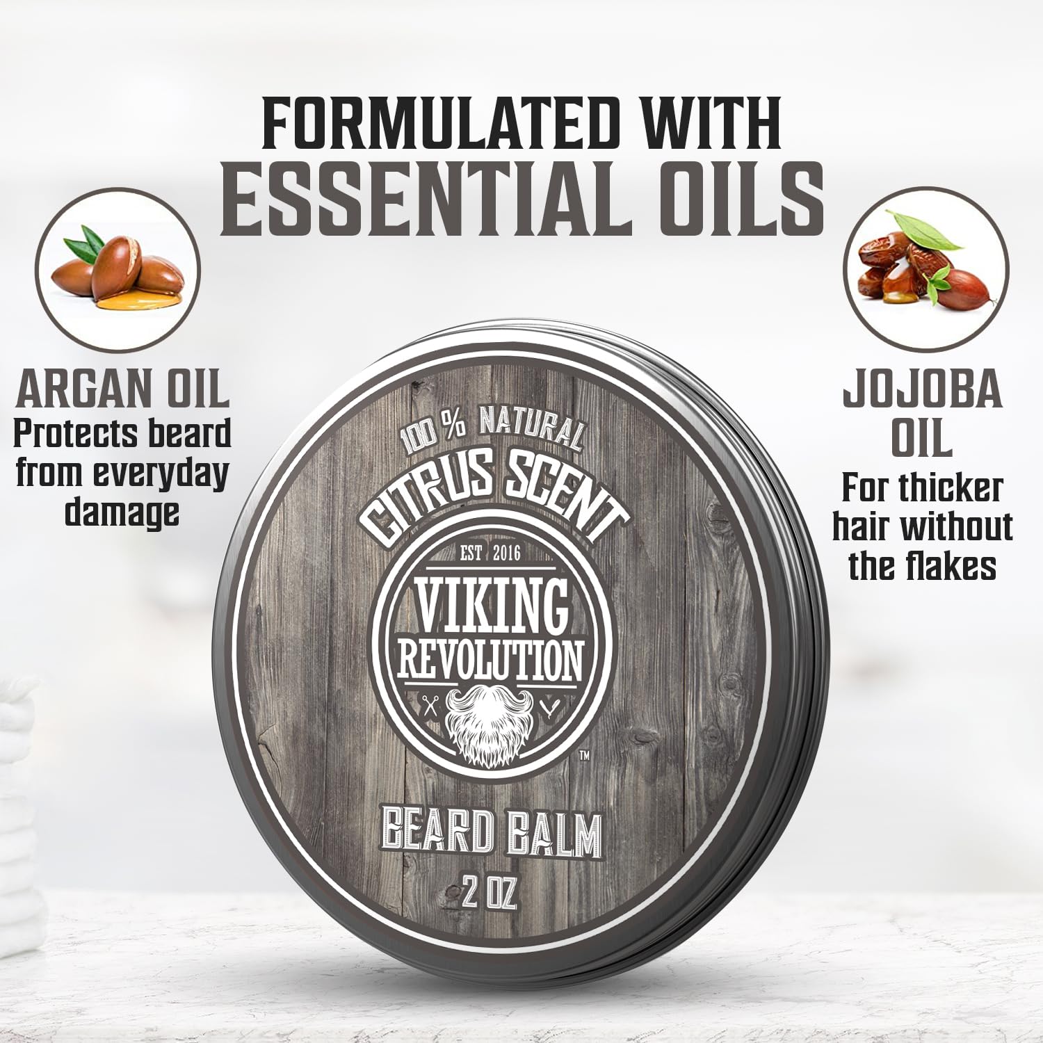 Viking Revolution beard balm application shown for grooming routine