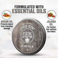 Viking Revolution beard balm application shown for grooming routine
