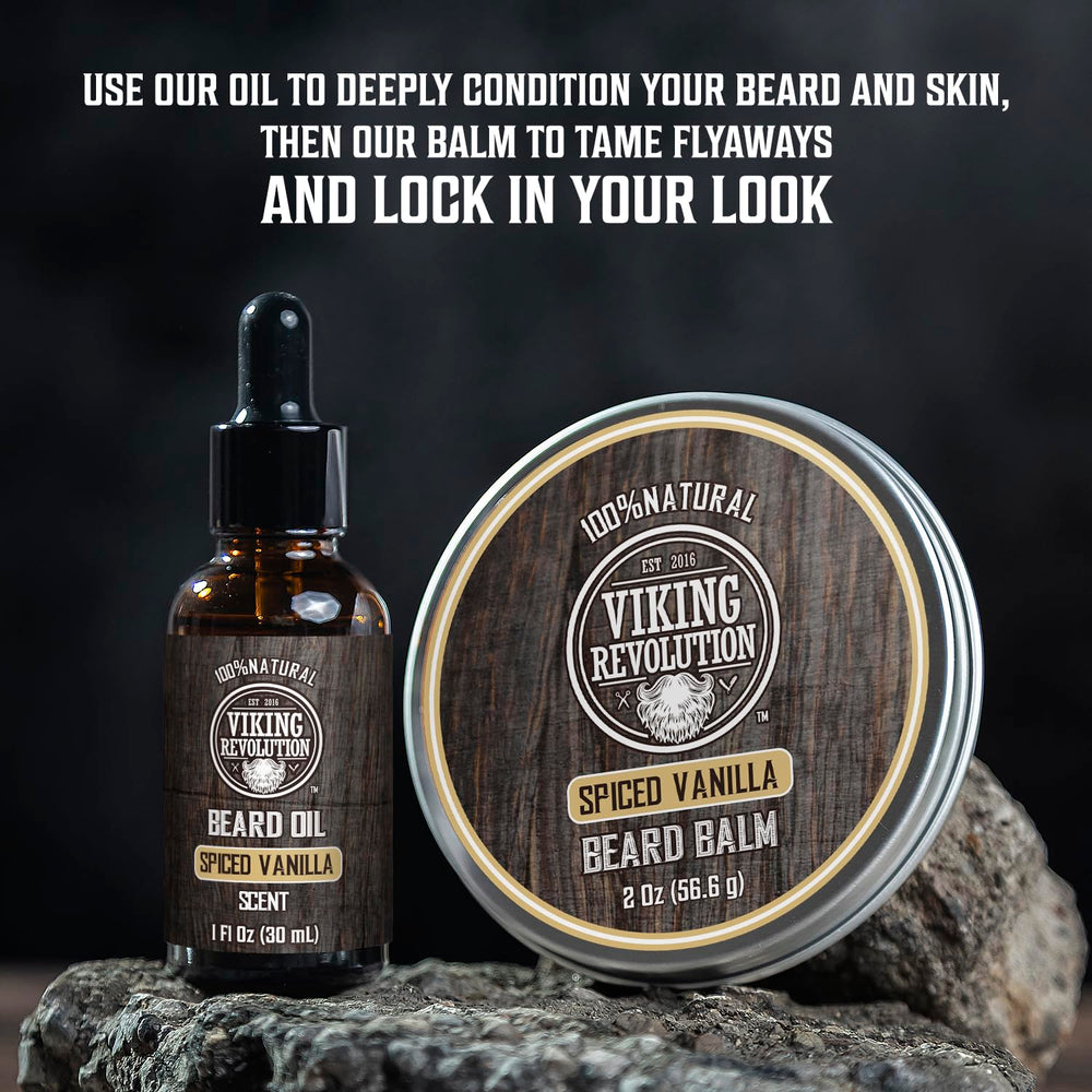 Viking Revolution beard balm jar for conditioning and taming.