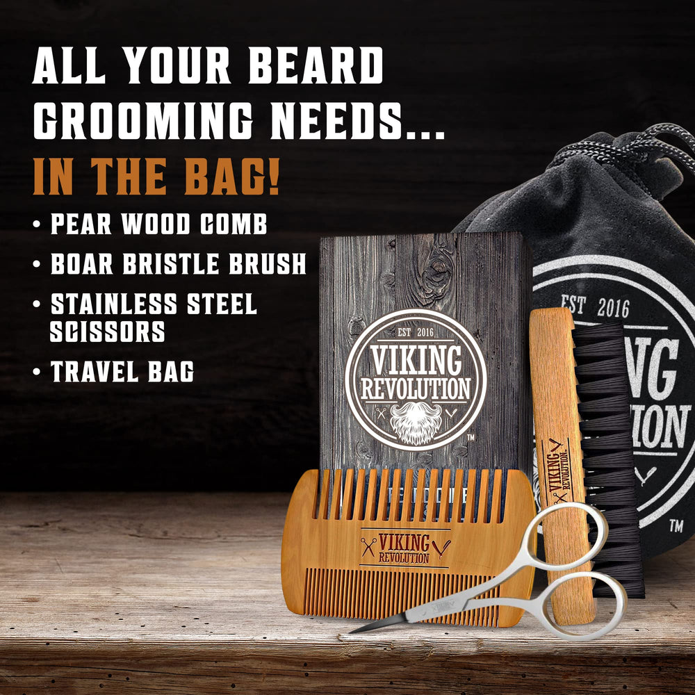 Viking Revolution beard brush natural boar bristles for even product distribution