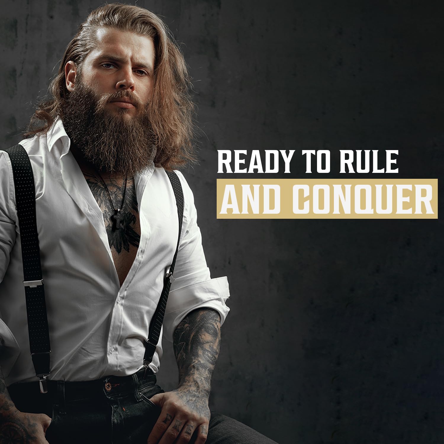 Viking Revolution beard care kit laid out with wash conditioner oil.