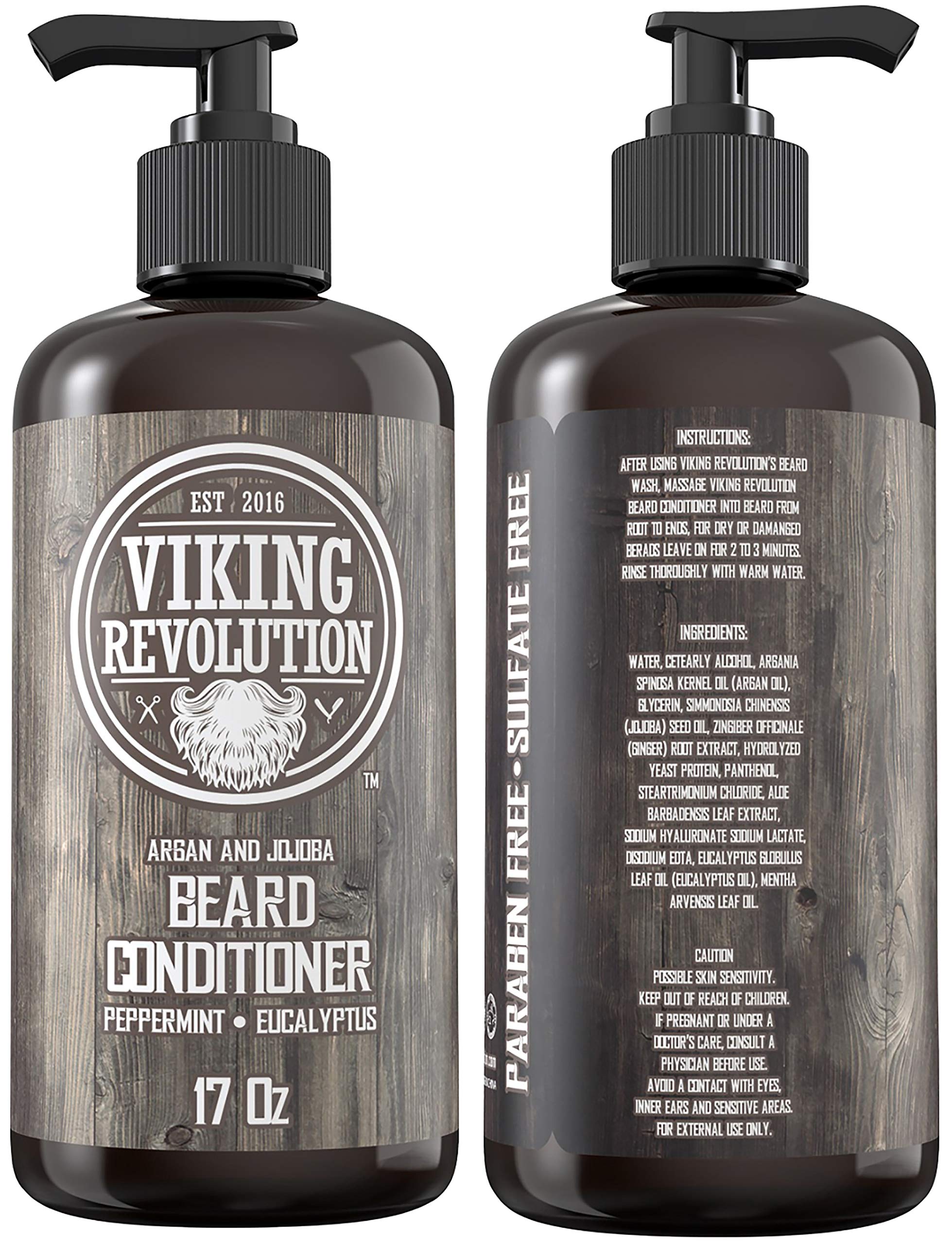 Viking Revolution conditioner applied to beard for nourishment and manageability.