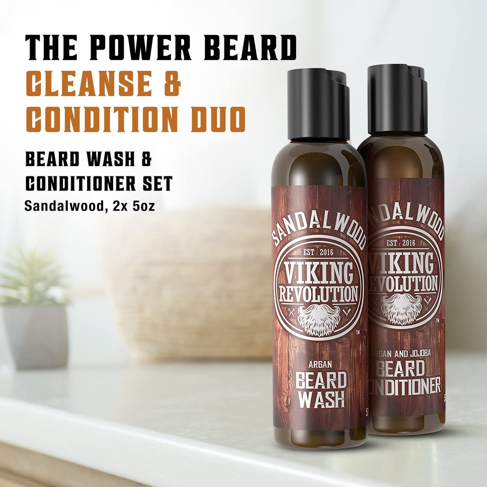 Viking Revolution beard conditioner being applied to soften the beard.