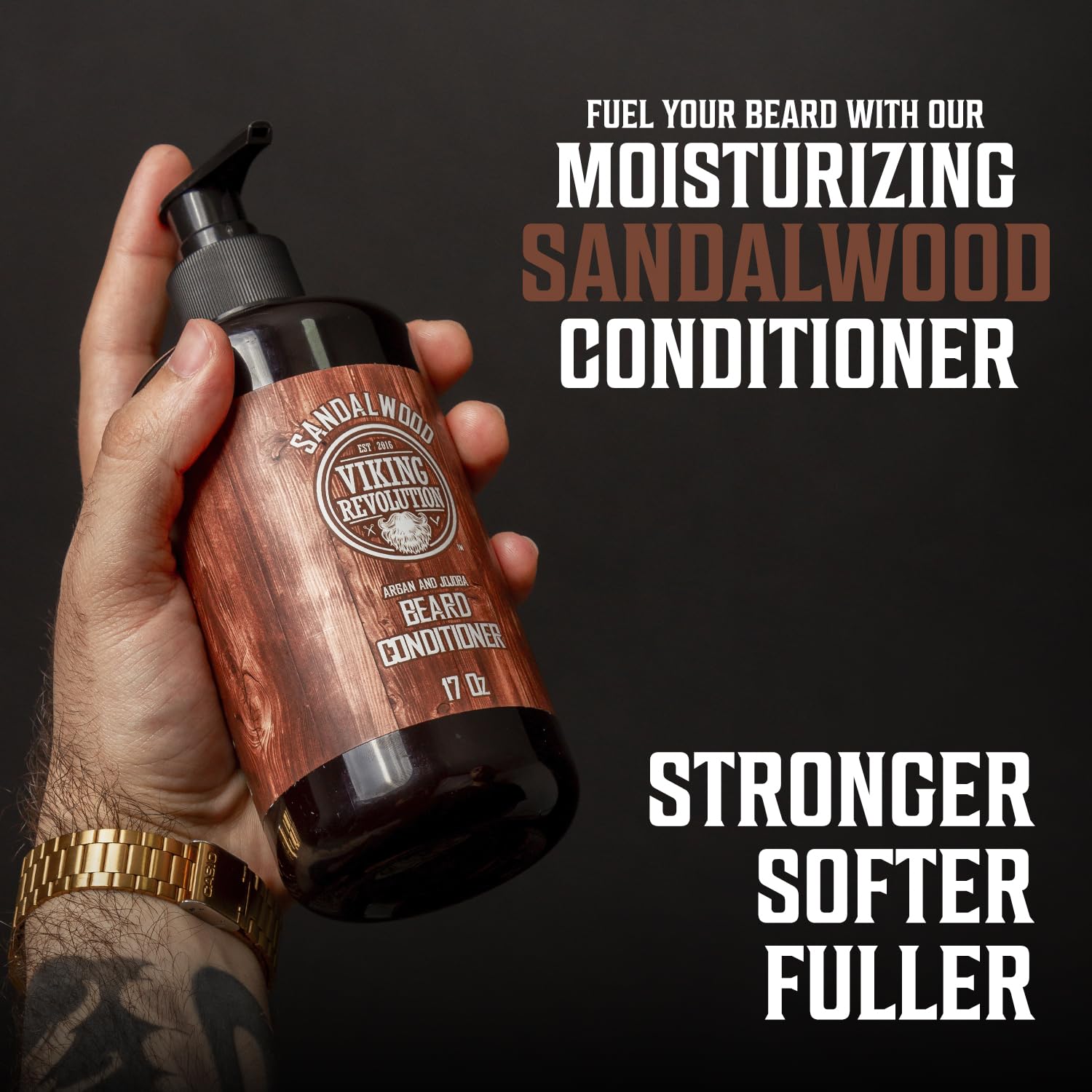 Viking Revolution beard conditioner softening close-up reveals smoother hair.
