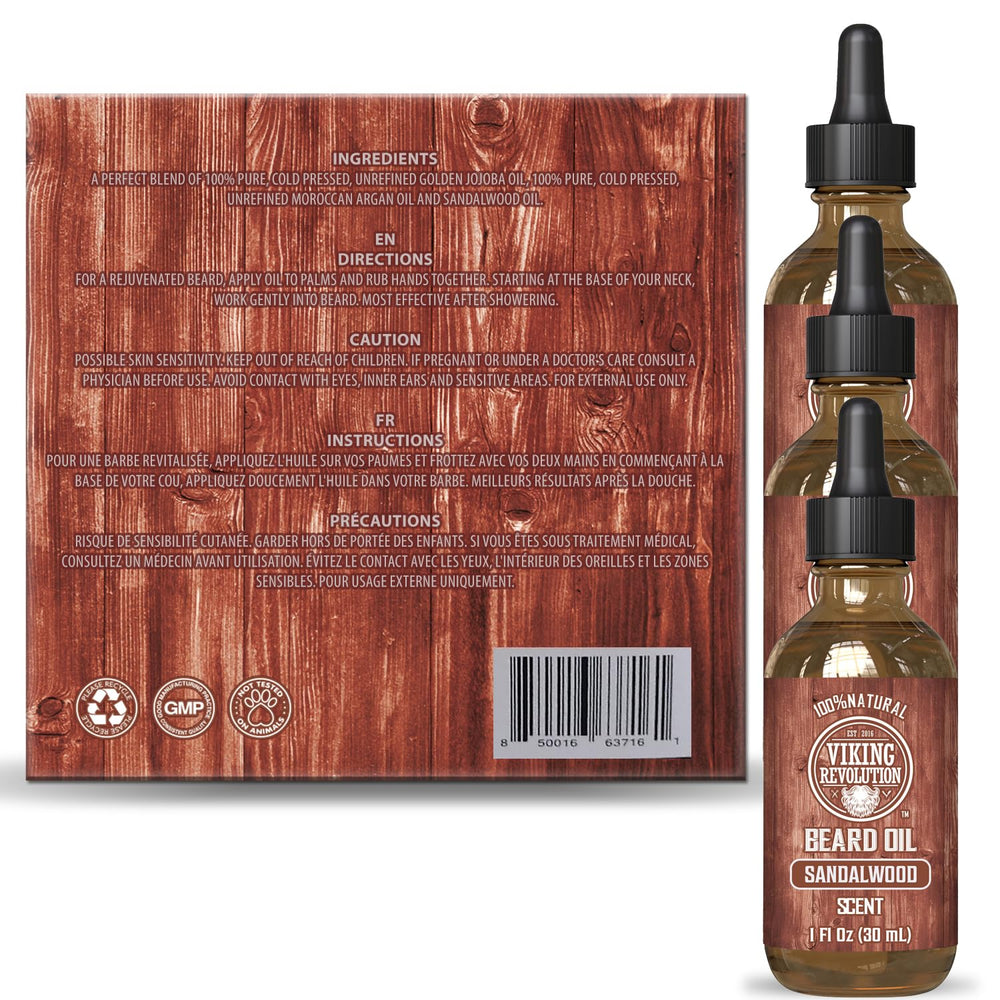 Viking Revolution beard oil application showing tame frizz and smooth beard