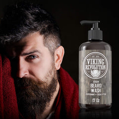 Viking Revolution beard oil drop within the shampoo kit for extra moisture.