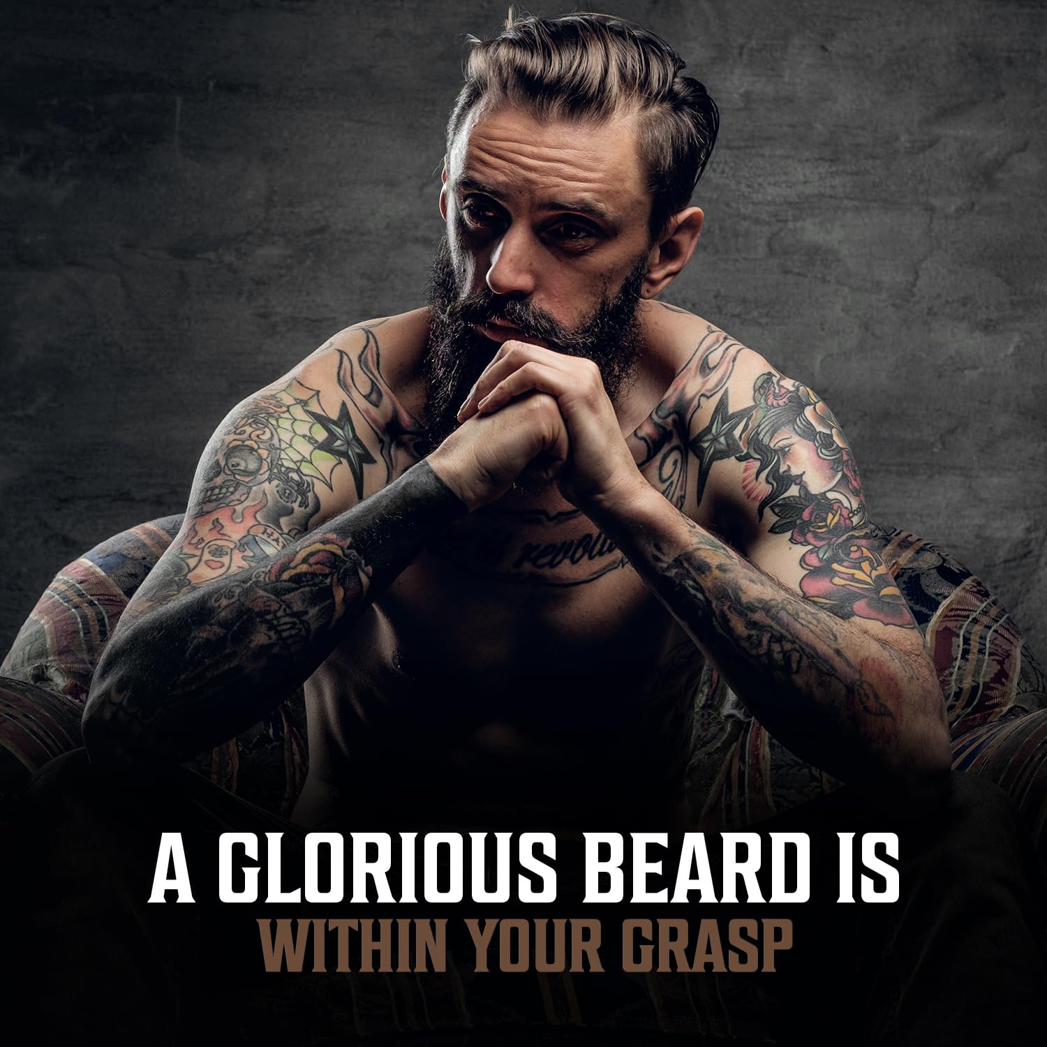 Viking Revolution beard oil 3-pack label close-up highlighting brand quality