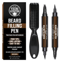 Viking Revolution beard-pen brown 2pack fills patchy areas for a fuller beard look.