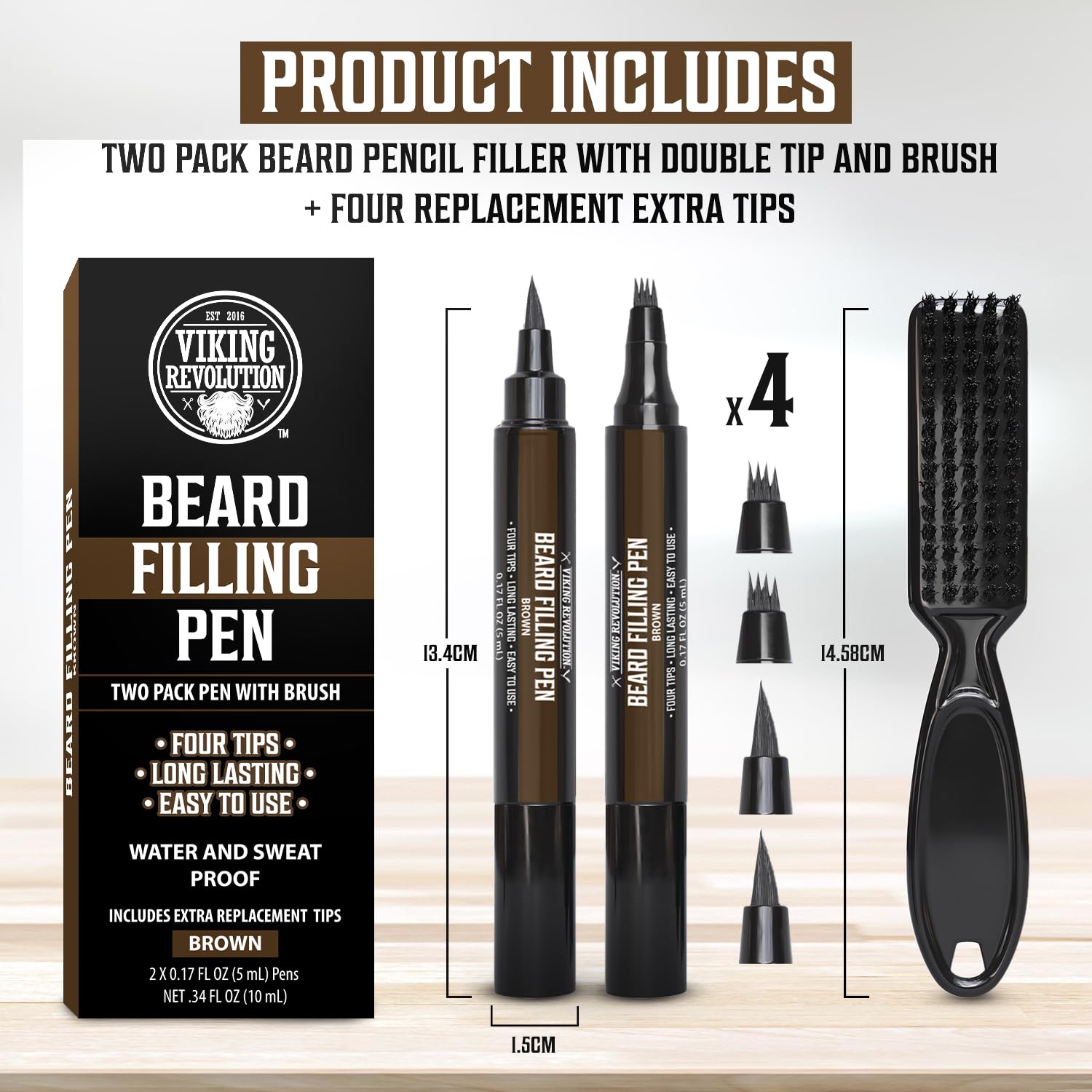 Viking Revolution beard-pen brush included aids grooming and even coverage.