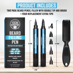 Replacement tips included to keep your beard filler ready.