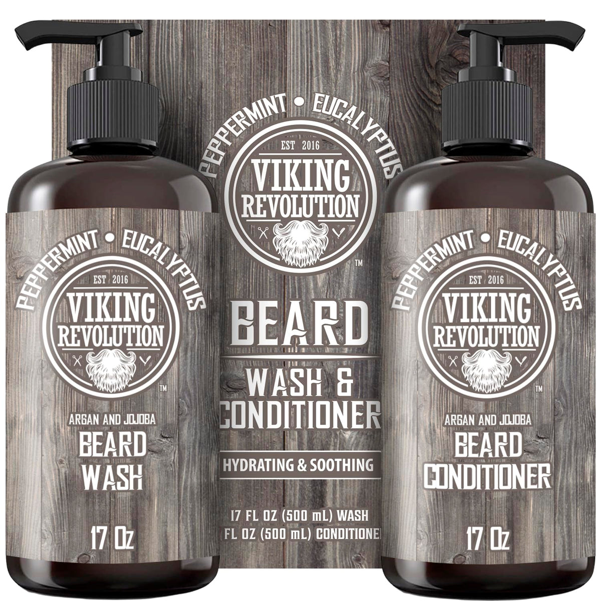 Viking Revolution beard wash bottle with argan and jojoba oils for nourishment