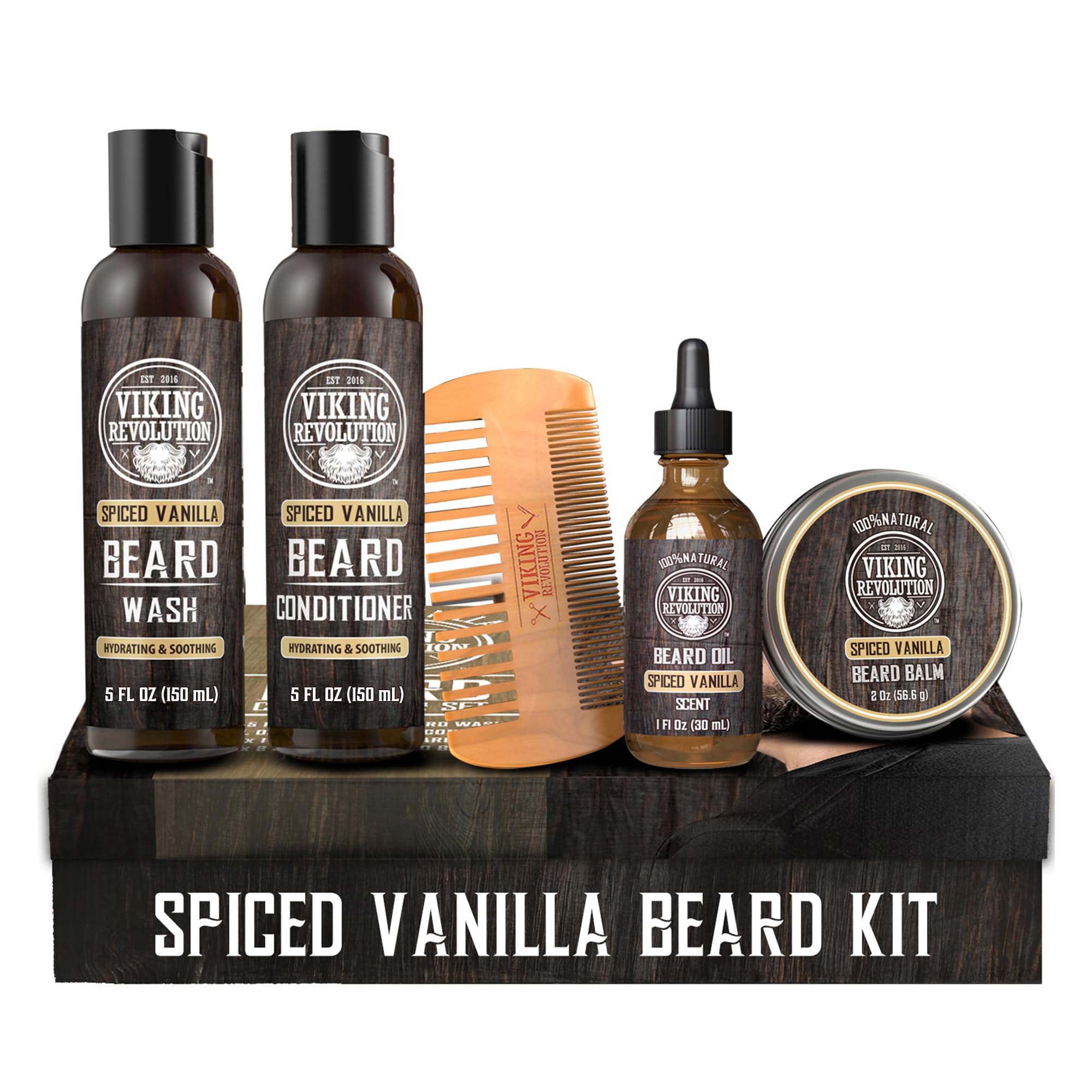 Viking Revolution beard wash bottle close-up for a refreshing cleanse.