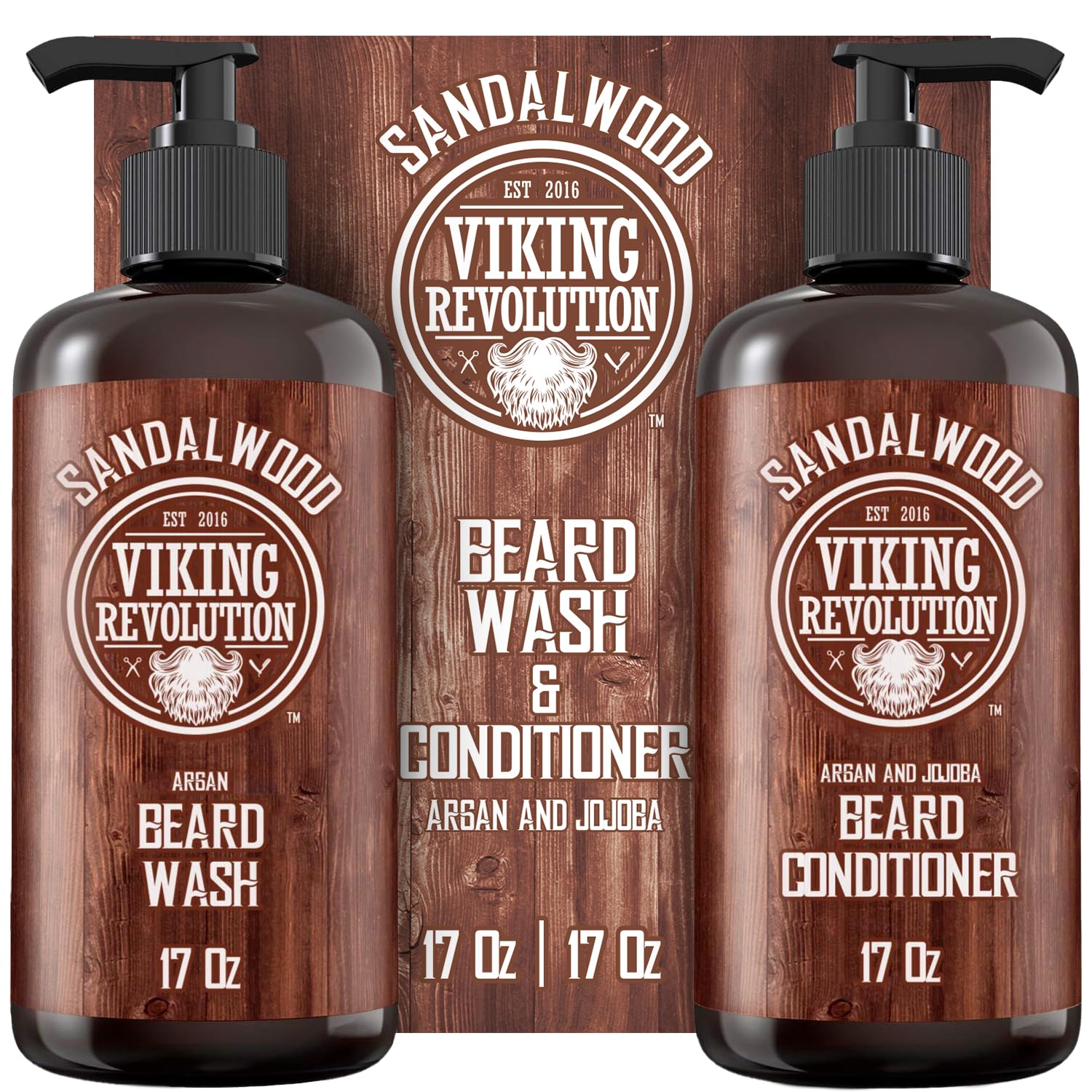 Viking Revolution beard wash bottle pour for easy, thorough cleansing.