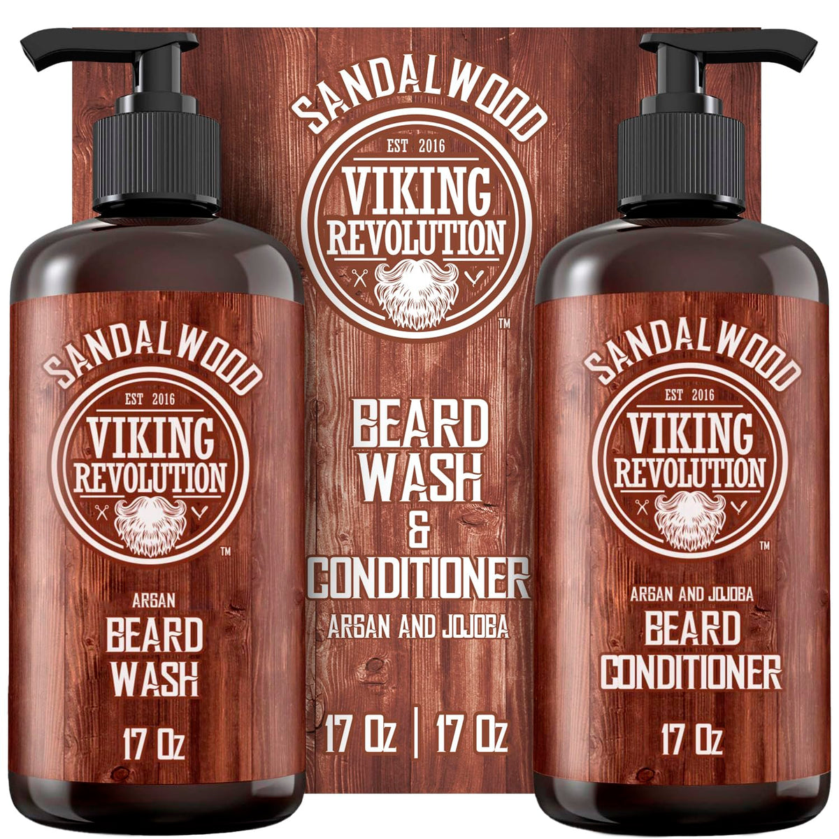 Viking Revolution beard wash bottle pour for easy, thorough cleansing.