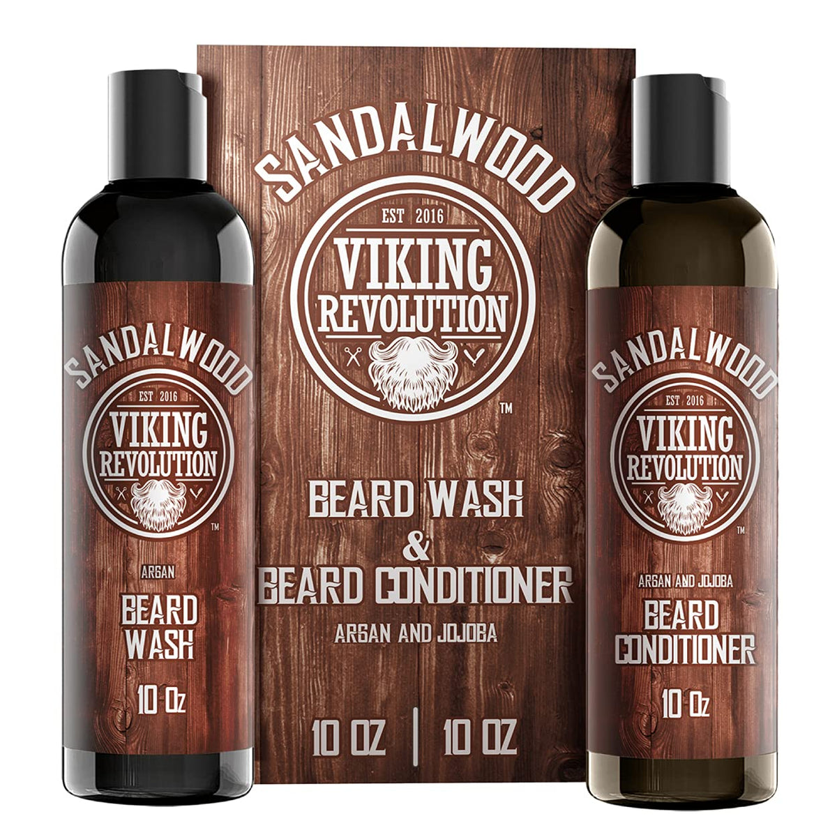 Viking Revolution beard wash bottle showing cleansing action for a refreshed beard.
