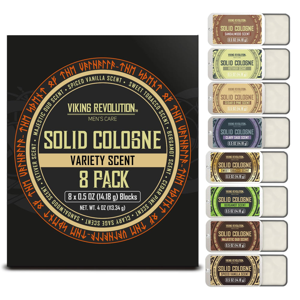 Viking Revolution bergamot solid cologne, crisp citrus for daytime freshness.