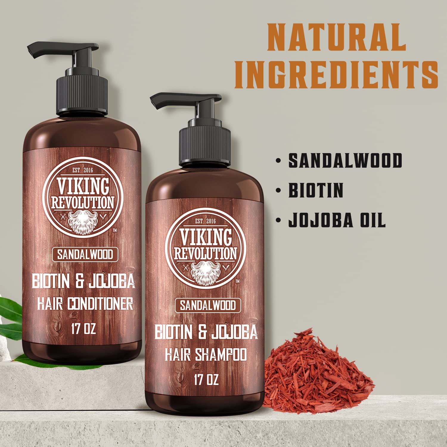 Viking Revolution shampoo ingredients featuring biotin and jojoba for hair care