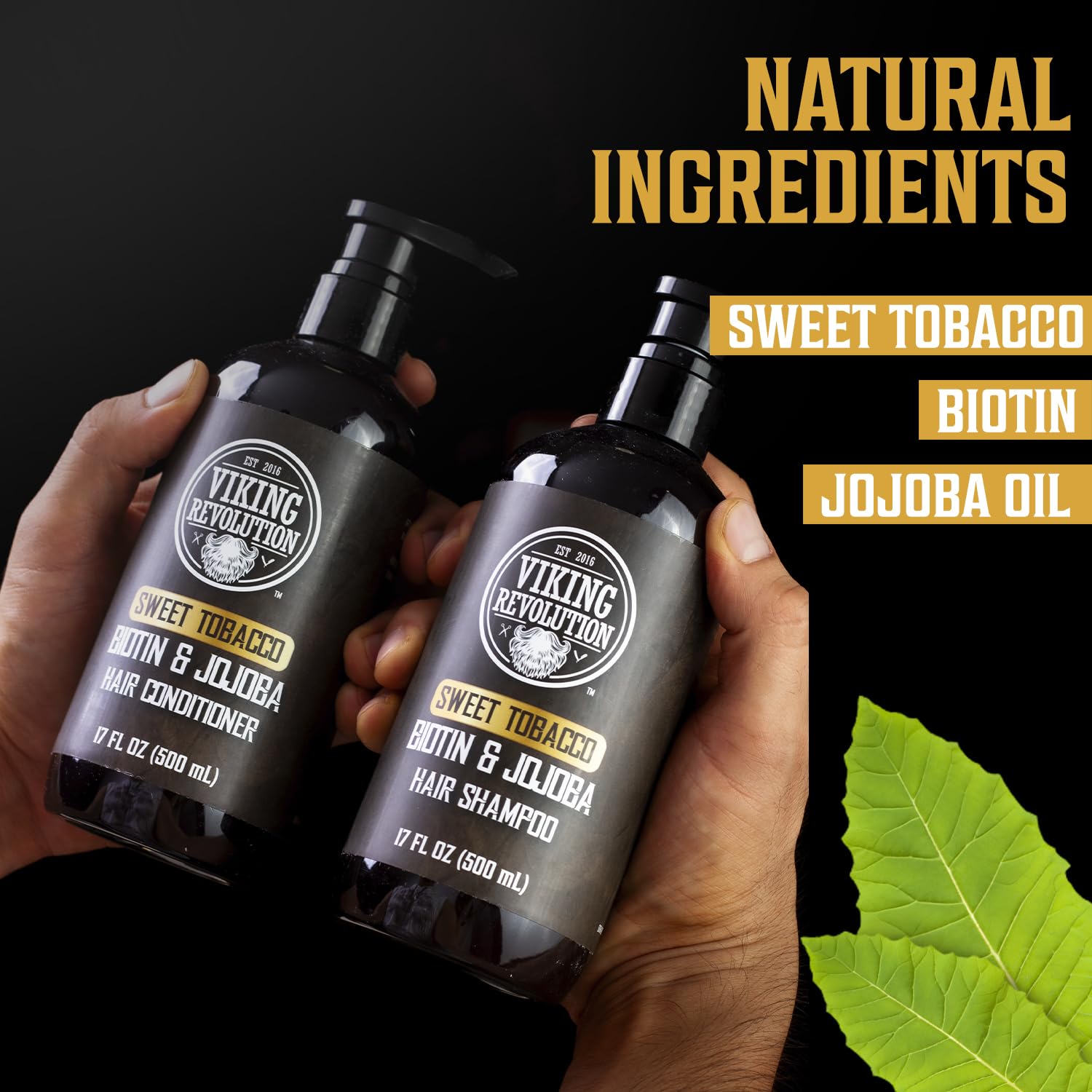 Viking Revolution Biotin Jojoba shampoo bottle highlighting nourishing, thinning-hair support
