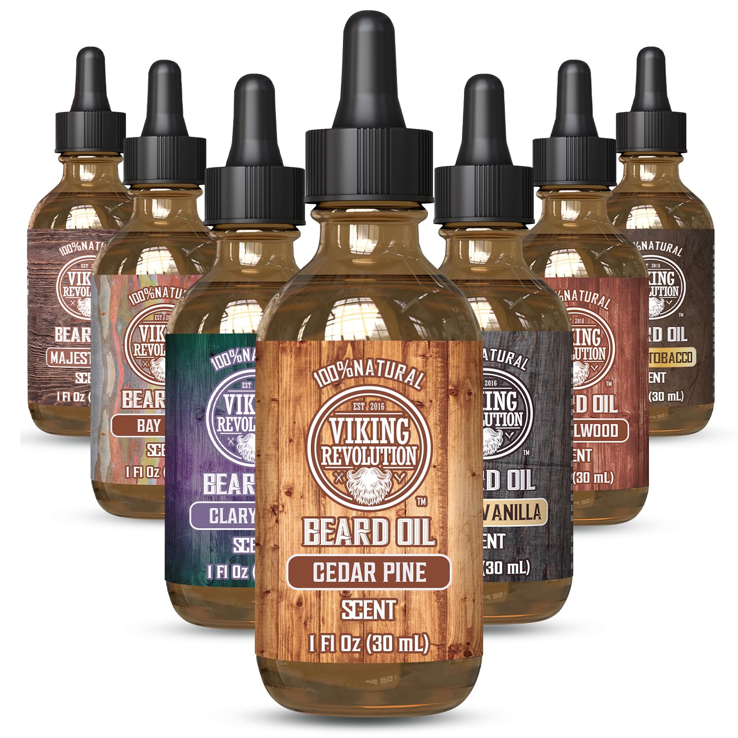 Viking Revolution Cedar and Pine Beard Oil bottle for daily conditioning.