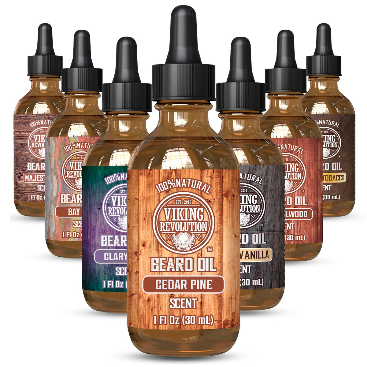Viking Revolution Cedar and Pine Beard Oil bottle for daily conditioning.