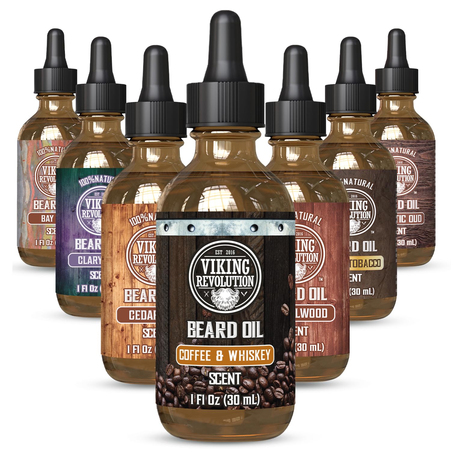 Viking Revolution Coffee Whiskey Beard Oil bottle pour for smooth beard care