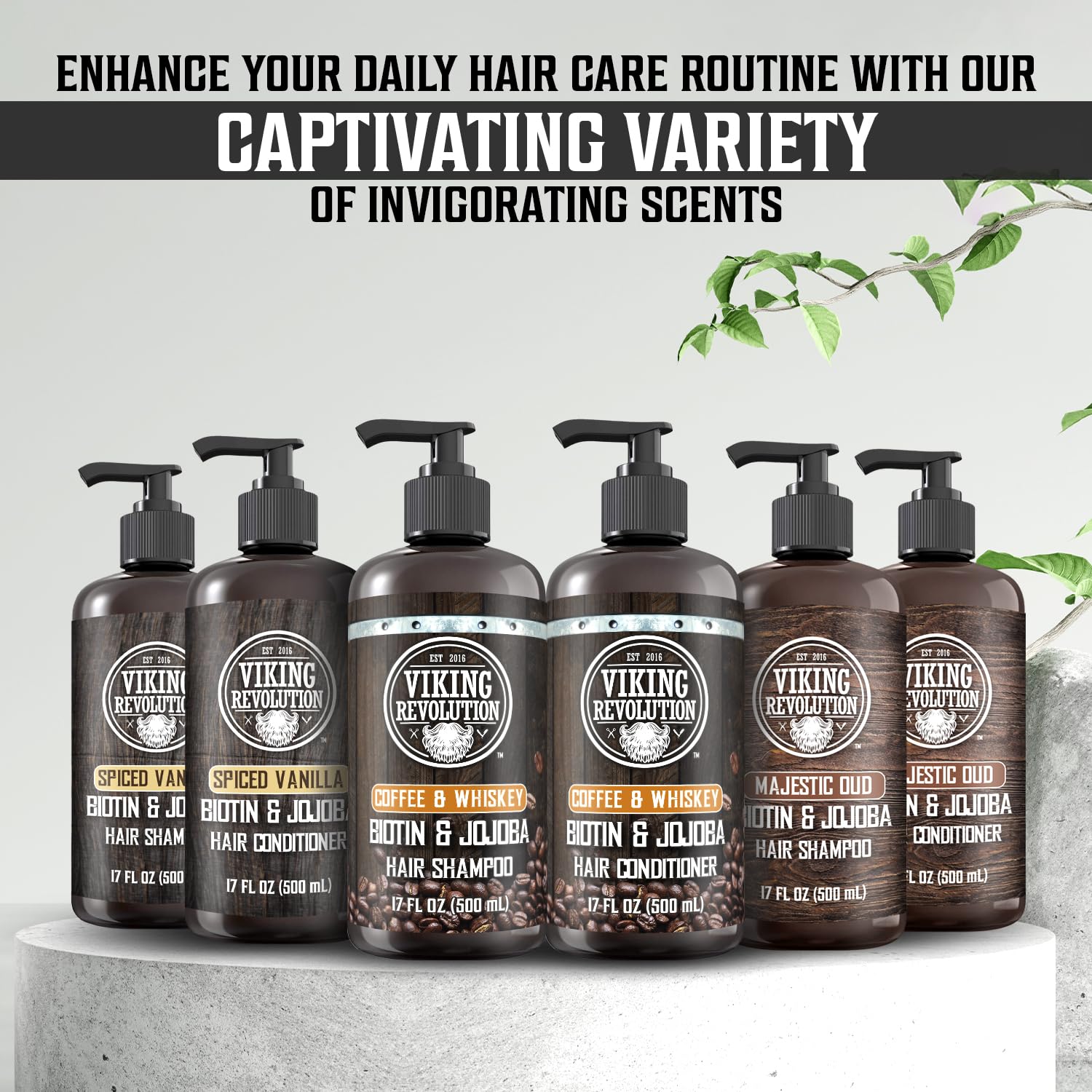 Coffee and whiskey scent detail highlights premium fragrance of the set.