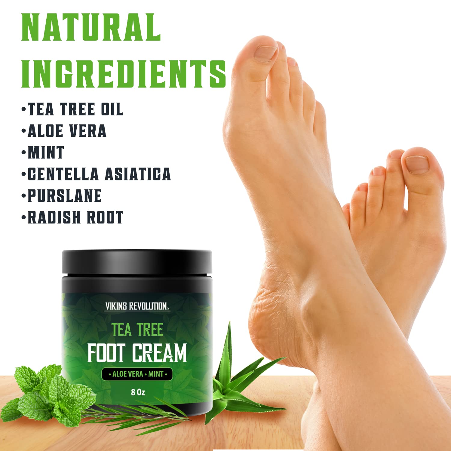 Crema Viking Revolution para pies con aloe y mentol, alivio diario.
