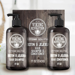 Viking Revolution Eucalyptus Mint Oil ingredients image highlights refreshing scent and conditioning power.