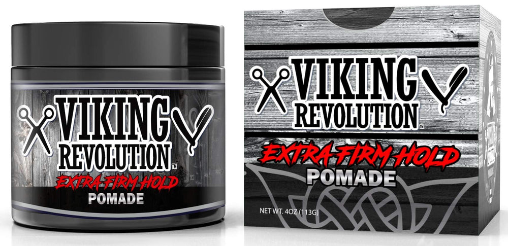 Viking Revolution Extreme Hold Pomade pompadour detail and volume.