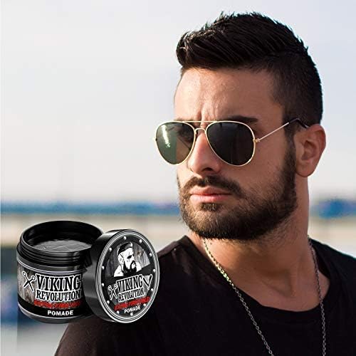 Viking Revolution Extreme Hold Pomade water-based formula rinses clean.