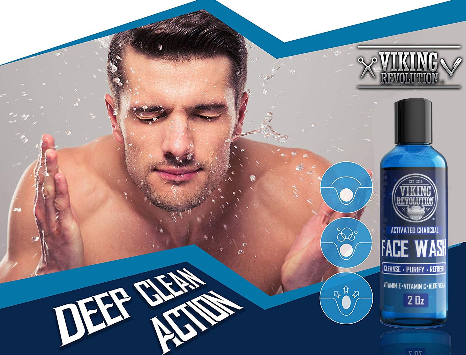 Viking Revolution Limpiador con Carbón: espuma suave para rostro sin resecar.
