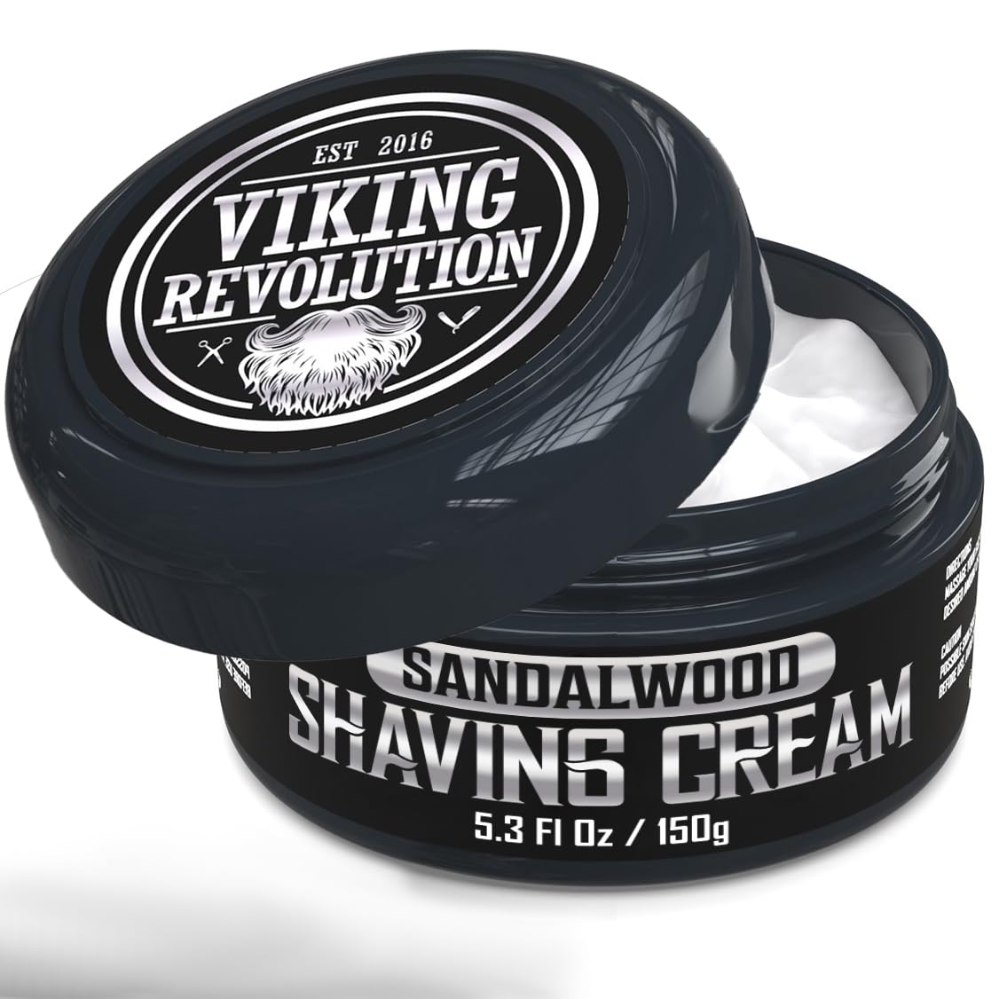 Viking Revolution luxury shaving cream sandalwood scent bottle pour for a smooth prep