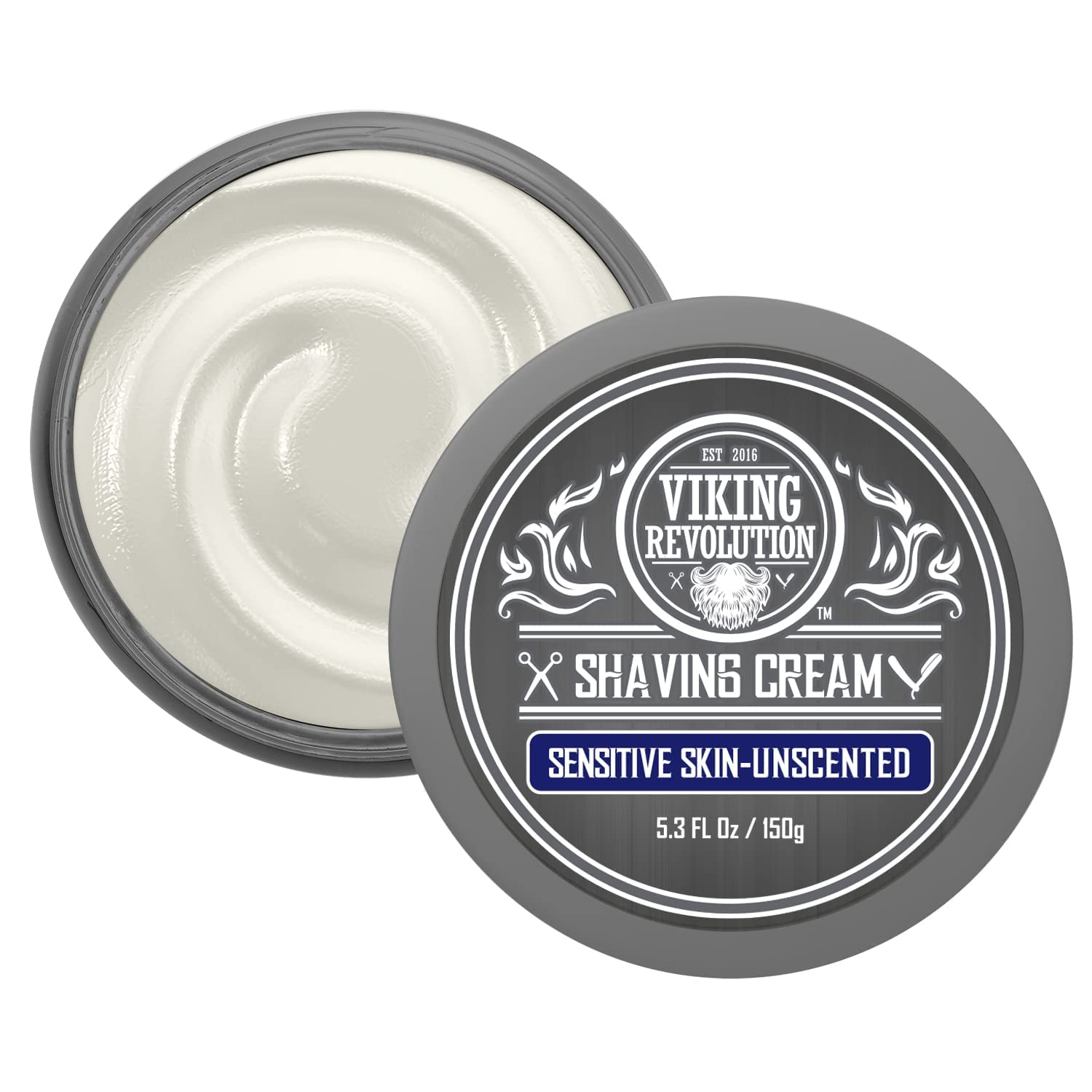 Viking Revolution luxury shaving cream tub open for travel