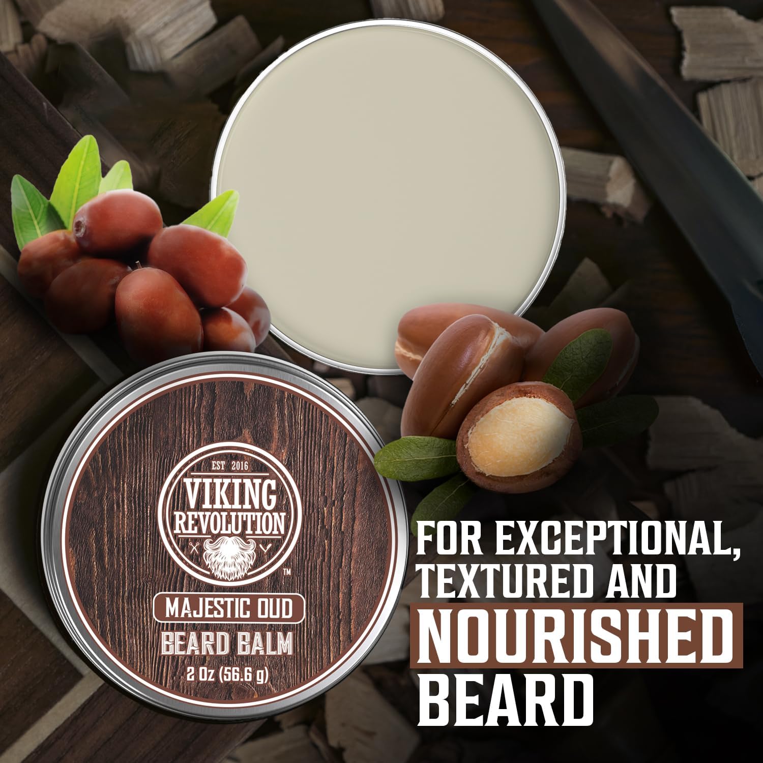 Viking Revolution Majestic Oud beard balm gift pack for premium grooming.